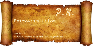 Petrovits Milos névjegykártya
